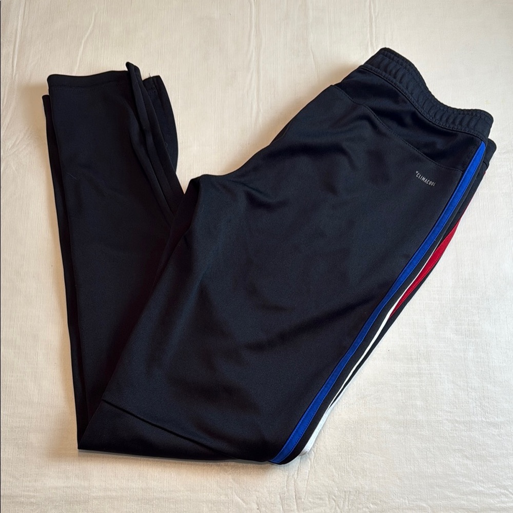 Adidas Women's Black 3 Stripes Red White Blue Joggers  Size S